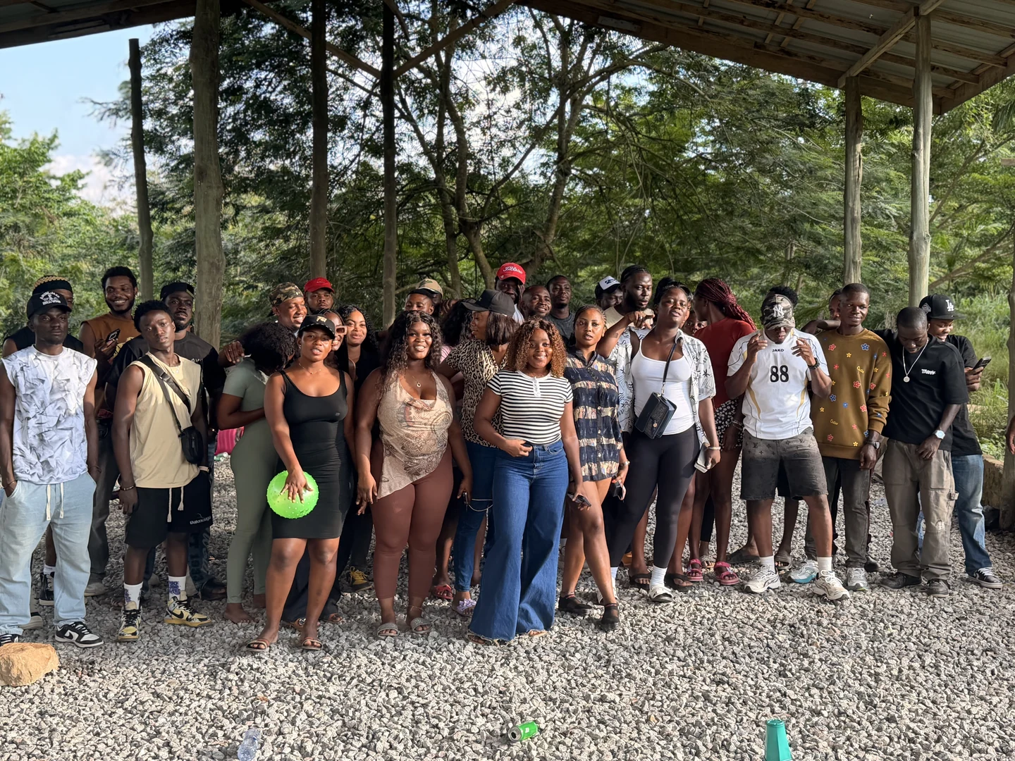 Full group portrait after the Oboadaka Waterfall trip