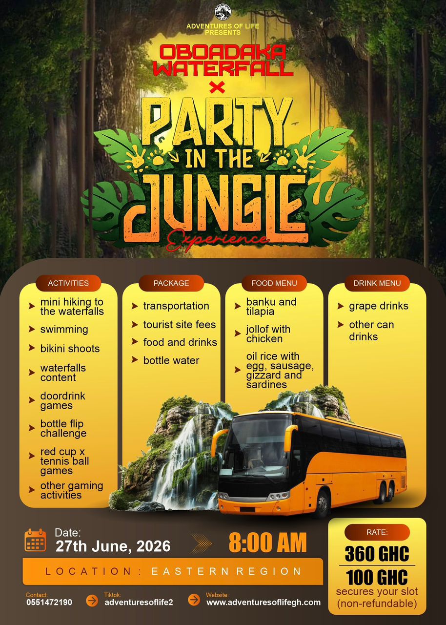 Oboadaka Waterfall flyer for the next Adventures of Life trip